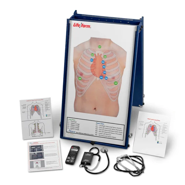 Nasco Life form Anterior Auscultation Practice Board with Case and SmartScope