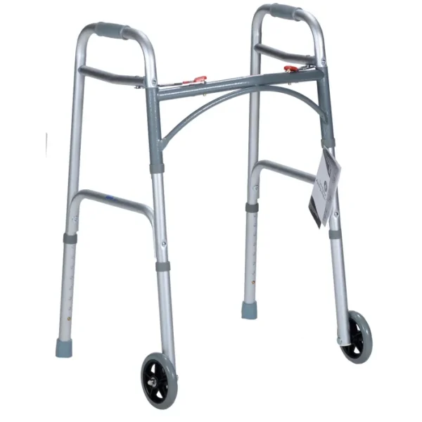 Dynarex Two Button Folding Walker with 5" Wheels