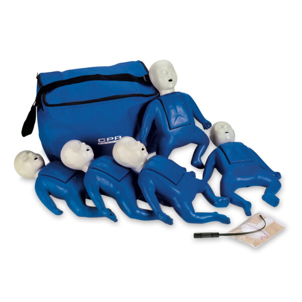 Nasco CPR Prompt Training and Practice Manikin TPAK 50 Infant 5-Pack Blue