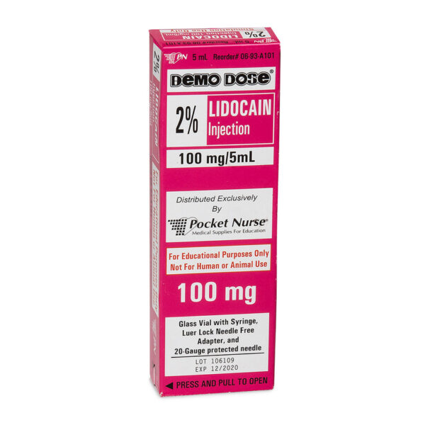 Nasco Demo Dose Simulated Emergency Medication Lidocain 5 ml