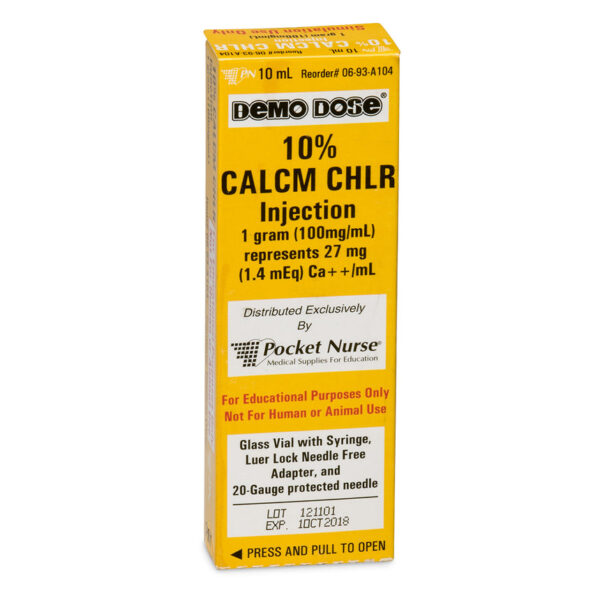 Nasco Demo Dose Simulated Emergency Medication Calcm Chlr 10 ml