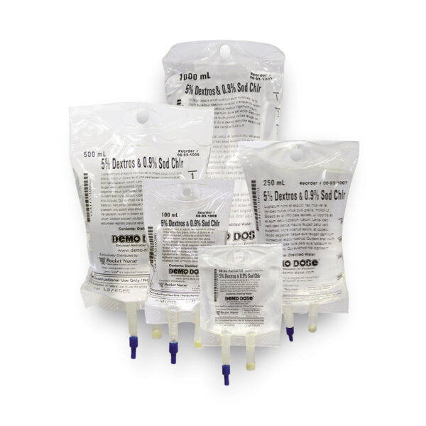 Nasco Demo Dose 50 ml Simulated IV Fluid - 5% Dextrose and 0.9% NaCl