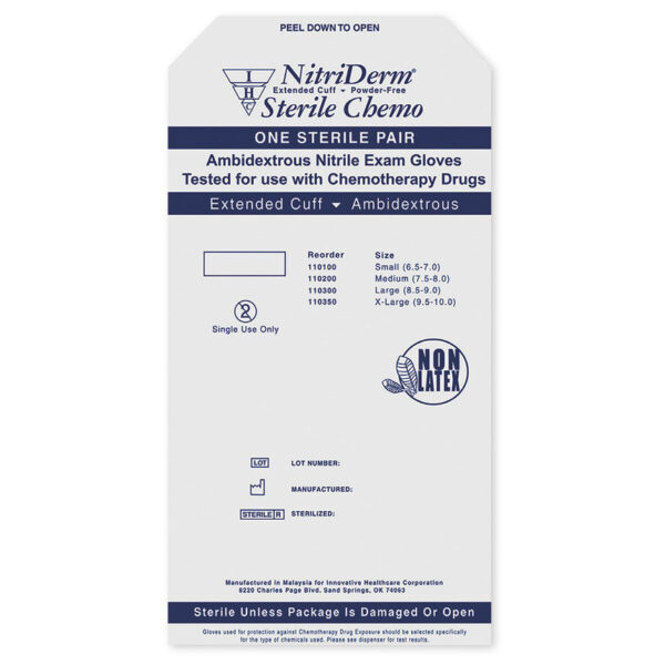 Nasco Chemo Sterile Powder-Free Nitrile Gloves Medium