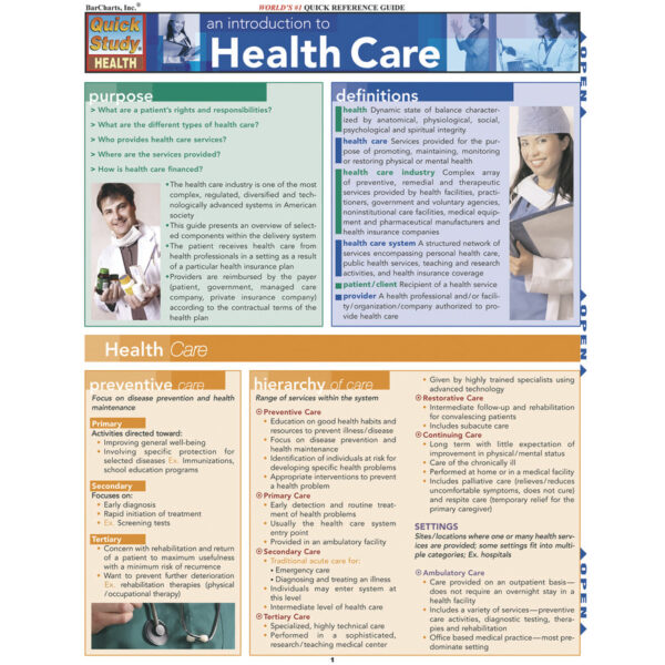 Nasco QuickStudy Introduction to Health Care Guide